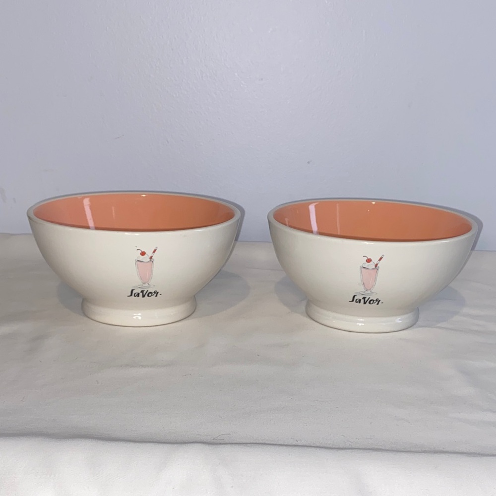Set of two Rae Dunn Savor ice cream bowls